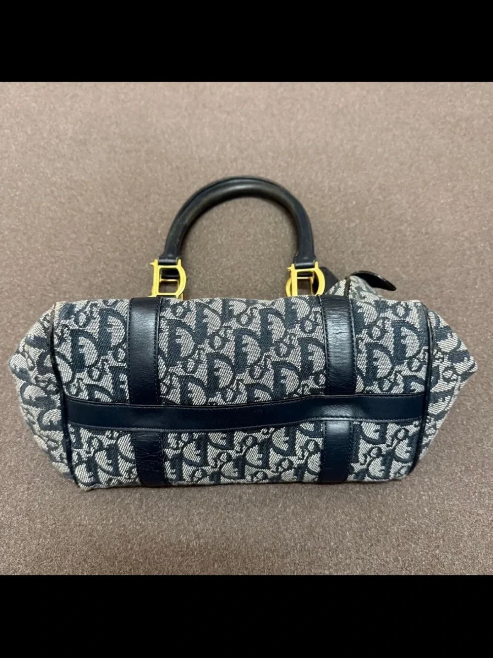 Dior Navy and Cream Monogram Satchel